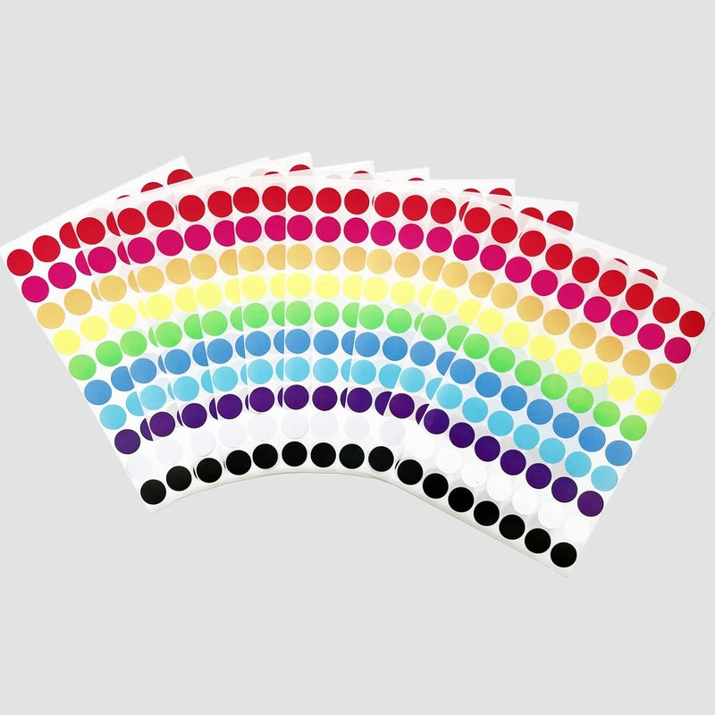 MTRSOCHO 700 PCS Dot Stickers 3/4 Inch Color Coding Labels Round Colored Dot Stickers, 10 Assorted Color Colorful Coding Label Circle Sticker for Toddler Office Student Classroom, 70 Labels/Sheet - Image 3